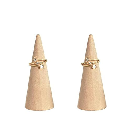 10pcs Unfinished Wooden Craft Cones Wood Cone Ring Holder Unpainted Finger Jewelry Display Stand Organizer for DIY Crafts Painting 2. 5x5cm Beavorty