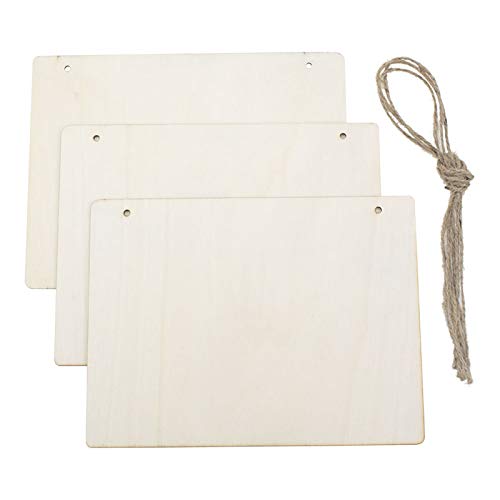 Samanter 3Pack Blank Wood Sign for Craft Unfinished Hanging Wooden Board with Hole DIY Door Wall Decor Holiday Decoration Samanter