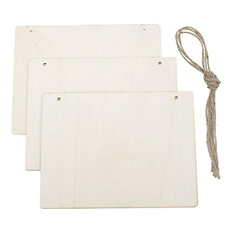 Samanter 3Pack Blank Wood Sign for Craft Unfinished Hanging Wooden Board with Hole DIY Door Wall Decor Holiday Decoration Samanter