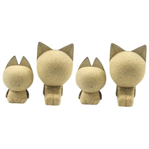 EXCEART 2pcs Blank Wood 3D Cat Crafts Wood Cat Centerpiece Blank Wood Figures Wood Peg Doll People Easter Craft Supplies Toys for Kids Wood Toys