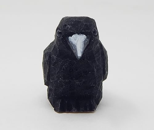 Selsela Raven Black Bird Crow Figurine Statue Sculpture Art Miniature Wood Carving Decor Small Animal Selsela