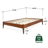 Bme Dinkee Solid Wood Queen Bed Frame - Modern Minimalist Design with Wood Slat Support Bme