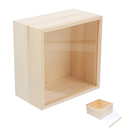 Milisten Wooden Unfinished Box Wooden Box with Clear Slide Top Wood Gift Box Soap Box Vintage Jewelry Boxes Treasure Chest Craft Shadow Boxes for DIY Milisten
