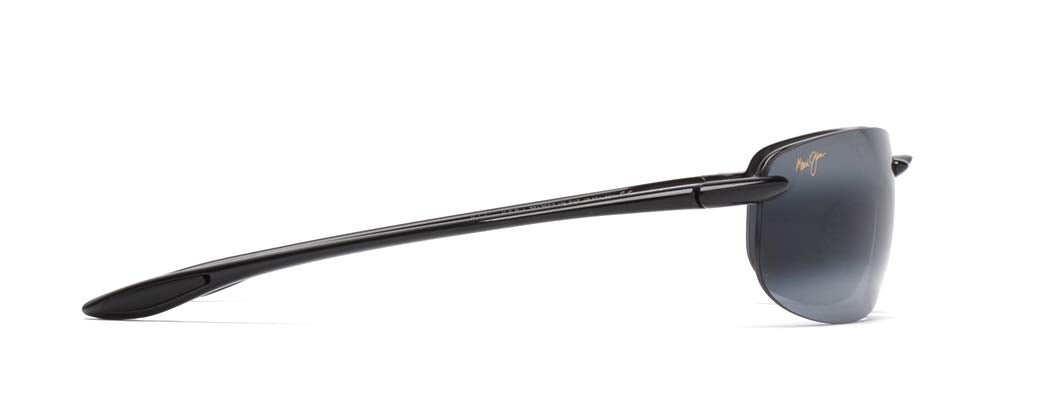 Maui Jim Men's and Women's Hookipa Polarized Rimless Sunglasses, Gloss Black/Neutral Grey, Large Maui Jim