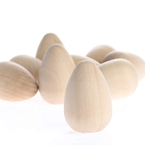 Pack of 54 Unfinished Wood Eggs with Flat Bottoms by Factory Direct Craft - Wooden Natural Blank Eggs for DIY Easter Holiday Crafts - Size: 1-5/8" H - WoodArtSupply