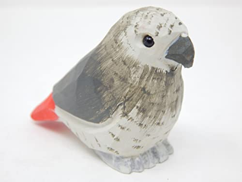 Selsela Grey African Parrot Wood Ornament Bird Hanging Animal Figurine Handmade Carved Decoration - WoodArtSupply