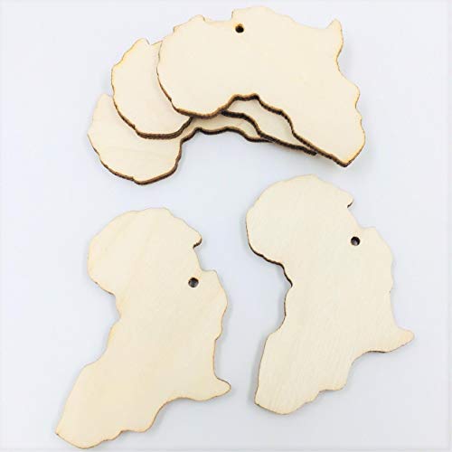 Unfinished Wood Africa Shape Earring Blanks Laser Cut Wooden Jewelry Accessories 25 Pieces (1" H x 7/8" W) NUORUI