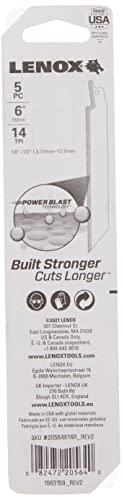 LENOX Reciprocating Saw Blades, Metal Cutting, 6-Inch, 14 TPI, 5-Pack (20564614R) Lenox