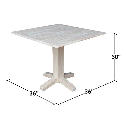 International Concepts Square Dual Drop Leaf Dining Table, 7 by 36-Inch, Unfinished IC International Concepts
