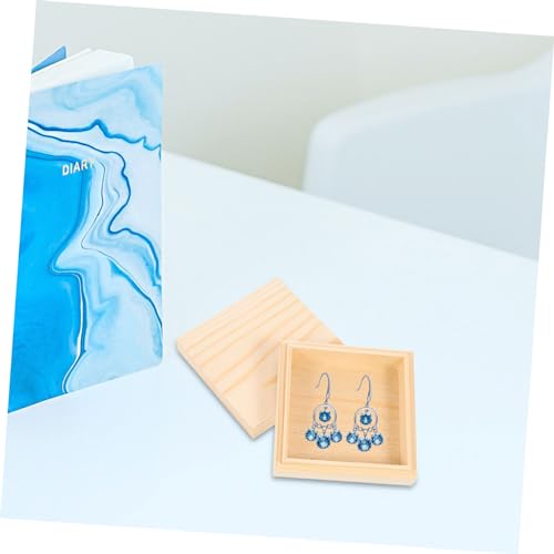 TEHAUX Wooden Box Unfinished Jewelry Holder Jewelry Case Countertop Canister Earring Showcase Unfinished Jewelry Organizer Retro Decor Decorative TEHAUX