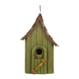 Glitzhome Green Hand Painted Garden Wood Birdhouse with Single Roof Hanging Bird House for Outside glitzhome