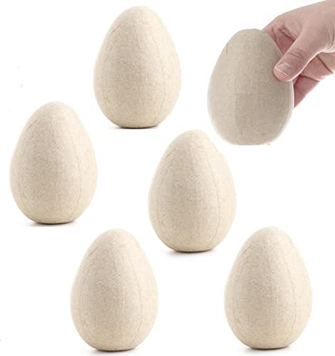 Pack of 6 Paper Mache Eggs by Factory Direct Craft - Unfinished Paper Mâché Eggs Ready to Paint, Decoupage and Decorate for Easter, Everyday and - WoodArtSupply