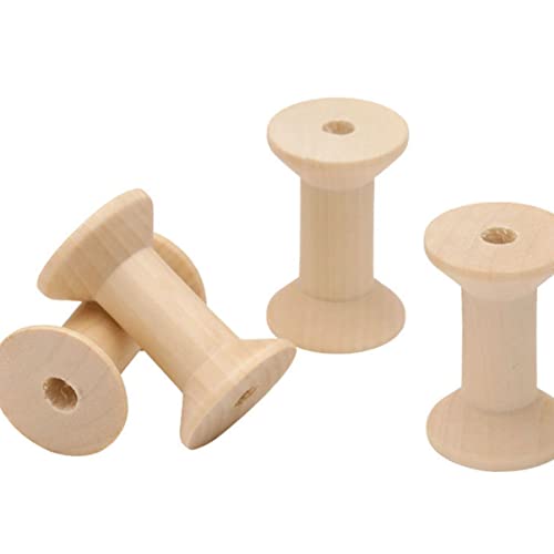 VILLCASE 60 Pcs Empty Thread Spools Wooden Thread Spools Glass Holder Yarn Kit Weaving Kit Thread Stand Thread Spools Empty Wood Spools Wire VILLCASE