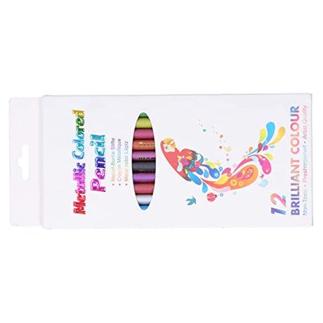 Zerodis 12Pcs Colored Pencil Set, Metallic Fluorescent Professional Coloring Pencil Art Colored Pencils Sketch Graffiti Painting Supplies for Adults Zerodis