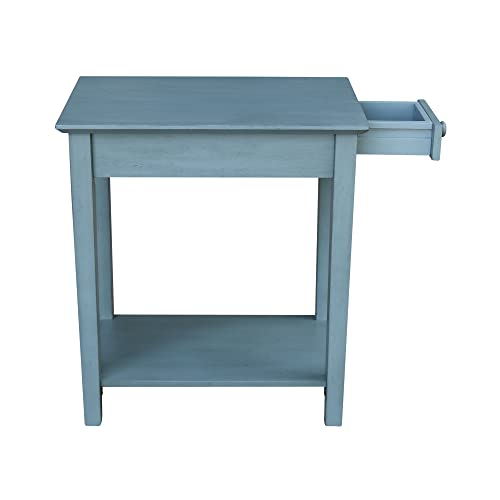 IC International Concepts International Concepts Narrow End Table, Ocean Blue - Antique Rubbed - WoodArtSupply