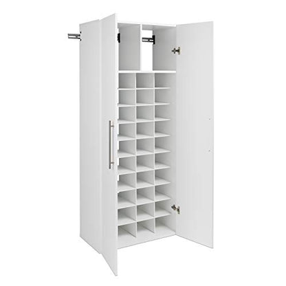 Prepac HangUps Shoe Storage Cabinet, 16"D x 30"W x 72"H, White - WoodArtSupply