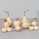TEHAUX Unfinished Wood Fruit 5pcs Unpainted Mini Wood Pear Apple Lemon Cherry Kiwi Art Crafts 3D Blank Fruits DIY Fruit Figurines for Painting Wood TEHAUX