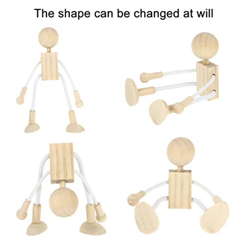 TEHAUX 6pcs Unfinished Wood Peg Dolls, Paintable Wooden Doll Shapeable Wood Peg Bodies Figures Cute Wood Peg People Doll for DIY Arts Crafts TEHAUX