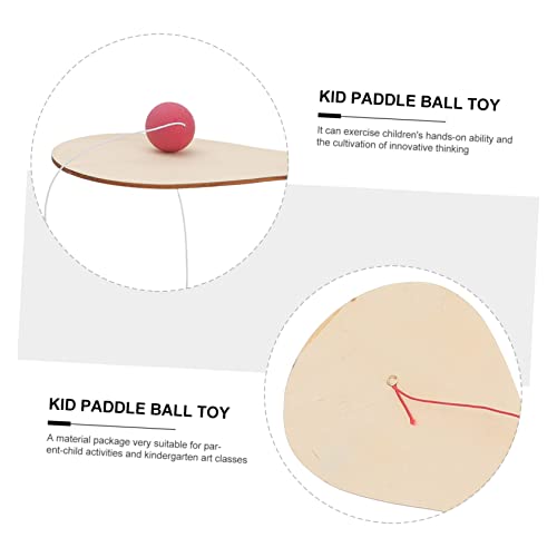 Hohopeti 6pcs White Billet Wooden Racket Paddle Balls with String Unfinished Fraternity Paddle DIY Craft Hohopeti