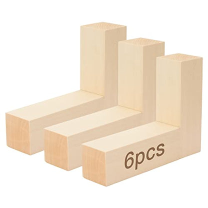 6 Pack Basswood Carving Blocks Kit, 6 x 2 x 2 Inch Unfinished Bass Wood Whittling Soft Wood Carving Block Set for Kids Adults Wood Carving Beginner
