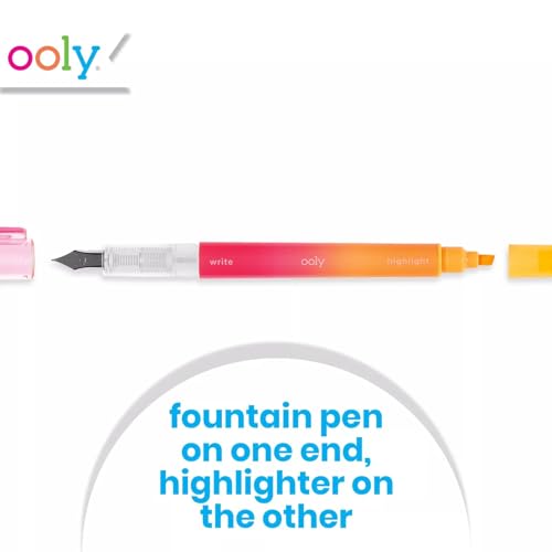 Ooly Writer's Duo Double-Ended Fountain Pens + Highlighters (Set of 3) Ooly