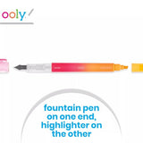 Ooly Writer's Duo Double-Ended Fountain Pens + Highlighters (Set of 3) Ooly