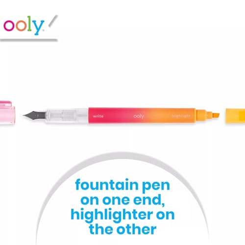 Ooly Writer's Duo Double-Ended Fountain Pens + Highlighters (Set of 3) - WoodArtSupply