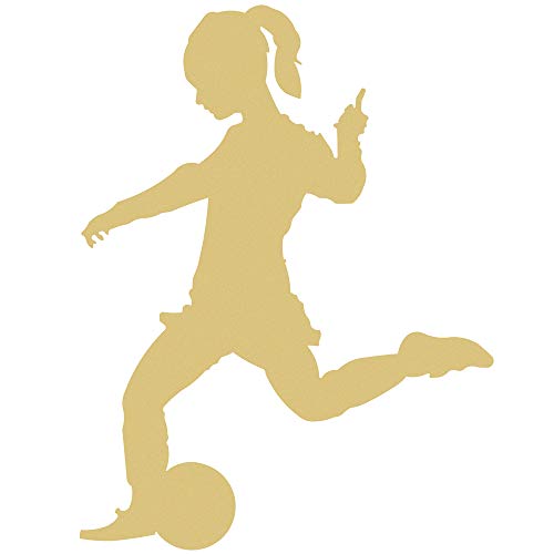 Soccer Player Girl Cutout Unfinished Wood Shape Sports Door Hanger Everyday Sports MDF Shape Canvas Style 3 Diverse Woodworking