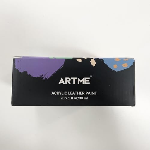 ARTME Acrylic Leather Paint Set, 20 Colors x 30ml Acrylic Leather Dye Kit Perfect for Shoes, Sneakers, Jackets, Leather Sofa, and Car Seat Artme