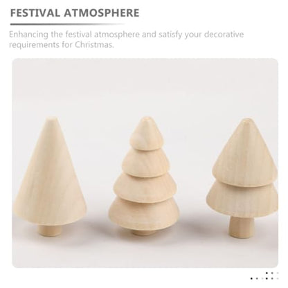 ABOOFAN Unfinished Wooden Figurines 3pcs Mini Wooden Christmas Tree and 1pc Unfinished Wood Acorn Unpainted Blank Figurines Wood Trees Peg People for