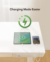 Marsail Standing Desk with Drawer, 48 x 24 inch Whole Piece Tabletop Electric Standing Desk, Height Adjustable Desk with USB Charging Ports, Sit Marsail