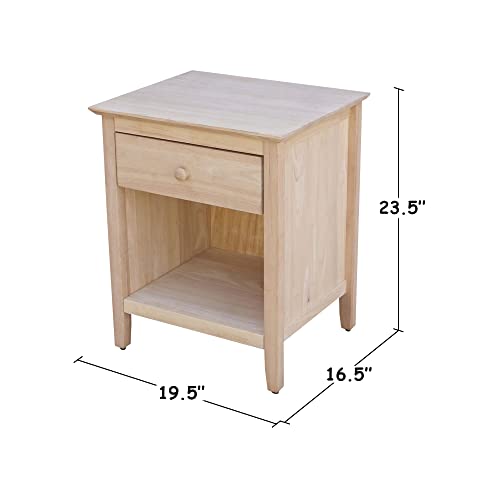 IC International Concepts Solid Wood Unfinished Nightstand IC International Concepts