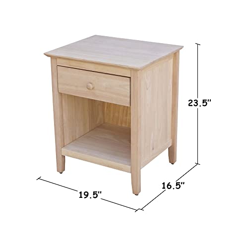 IC International Concepts Solid Wood Unfinished Nightstand