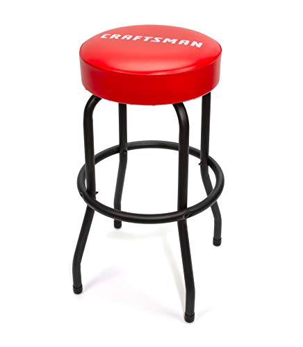 Craftsman Fixed Height Work Shop Stool, 28.5-inches Tall, Rip-Resistant Padded Vinyl Seat, 300-lb Capacity, 360-degree Footrest, Non-Marring Feet Craftsman