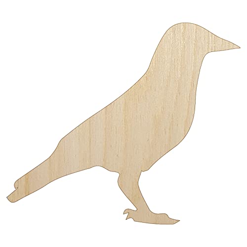 Crow Solid Unfinished Wood Shape Piece Cutout for DIY Craft Projects - 1/4 Inch Thick - 4.70 Inch Size - WoodArtSupply