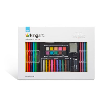 KINGART 154 Studio Series 54 Pc. Mixed Media Collection Art Set, Includes Watercolor Paints, Pastels and Color Pencils, For All Skill Levels - WoodArtSupply