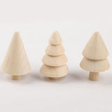 ABOOFAN Unfinished Wooden Figurines 3pcs Mini Wooden Christmas Tree and 1pc Unfinished Wood Acorn Unpainted Blank Figurines Wood Trees Peg People for ABOOFAN