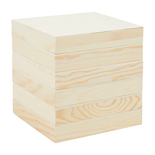 6 Pack Unfinished Wood Canvas Boards for Painting, Blank Deep Cradle 5x5 Panels for Art Projects (0.85 in Thick) Bright Creations