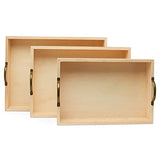 Unfinished Wood Nesting Serving Trays with Handles, Set of 3, Play Tray for Crafting, Resin, Organizing, & DIY Décor, by Woodpeckers Woodpeckers