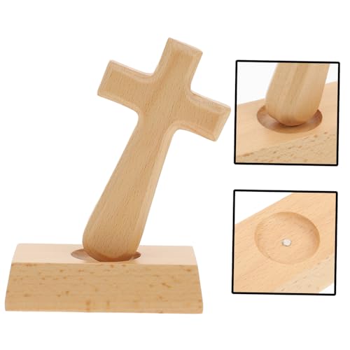 Yardenfun 1 Set Wooden Cross Table Altar Cross Wood Standing Latin Cross Wood Cross Centerpiece Unfinished Wood Cross Decorative Cross for Desk Table Yardenfun