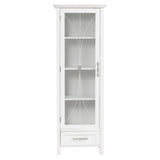 Teamson Home Delaney Tall Narrow Linen Tower with Glass Door, 3 Adjustable Shelves & Drawer - White Teamson Home