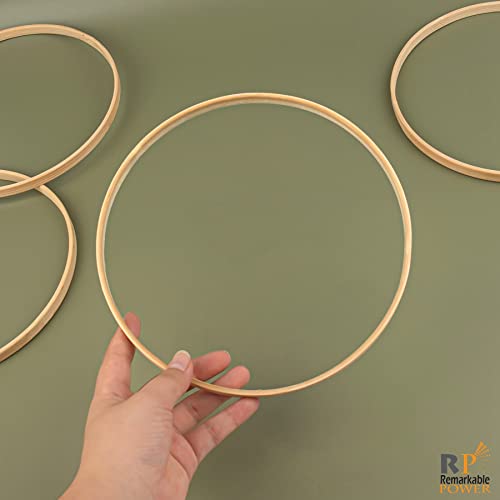 RP Remarkable Power, 6 Pack Wooden Bamboo Floral Hoop 8 Inch Macrame Floral Hoop Rings Wreath Ring for DIY Dream Catcher Wedding Wreath Wall Hanging