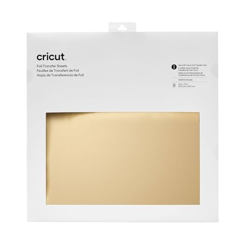 Cricut 2008718 Foil Transfer Sheets, Gold (8 ct), 30.5 cm x 30.5 cm (12" x 12") Cricut