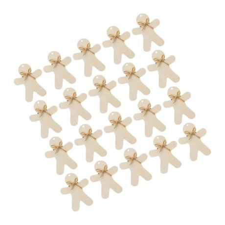 Yardenfun 20 Sets Wooden Hang Tag Xmas Gingerbread Tags Unpainted Xmas Cutouts Unfinished Gingerbread Cutout Xmas Wooden Gift Tags Gingerbread Wood Yardenfun