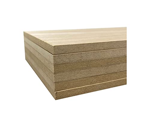 6 Pack Veneered MDF Double Sided Paulownia Wood,MDF Core,6.4mm 1/4th Inch, 5"x15" Chipboard Sheet, Unfinished Wooden Canvas Boards Signs for Crafts