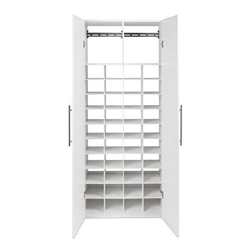 Prepac HangUps Shoe Storage Cabinet, 16"D x 30"W x 72"H, White - WoodArtSupply