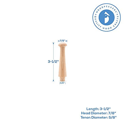 Shaker Pegs 3-1/2 Inch with 1/2 Inch Tenon, Bag of 35 Unfinished Wooden Shaker Peg Hooks, Smooth, Strong and Ready to Paint, DIY (3-1/2 Inches x 1/2 - WoodArtSupply