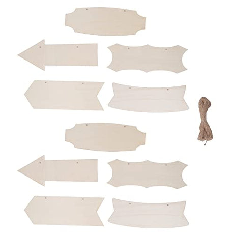 Wood Arrow Hanging Sign, 10 Pcs Blank Wood Plaque with Twines Unfinished Wooden Arrows Wall Decor for DIY Wooden Projects Craft Painting Holiday Ladieshow