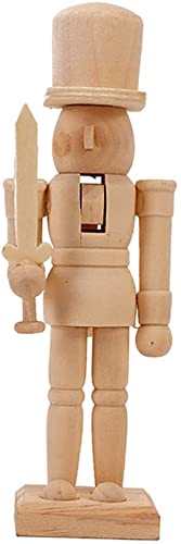 Wood Nutcracker Figurines Unfinished Nutcracker Puppet Nutcracker Soldier for Christmas Decorations,Xmas Tree,Table Decor Joylern
