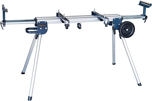 POWERTEC MT4004 Aluminum Portable Miter Saw Stand with 8 Inch Wheels, 330 Lbs Load Capacity, Quick Release Bracket Mounts POWERTEC